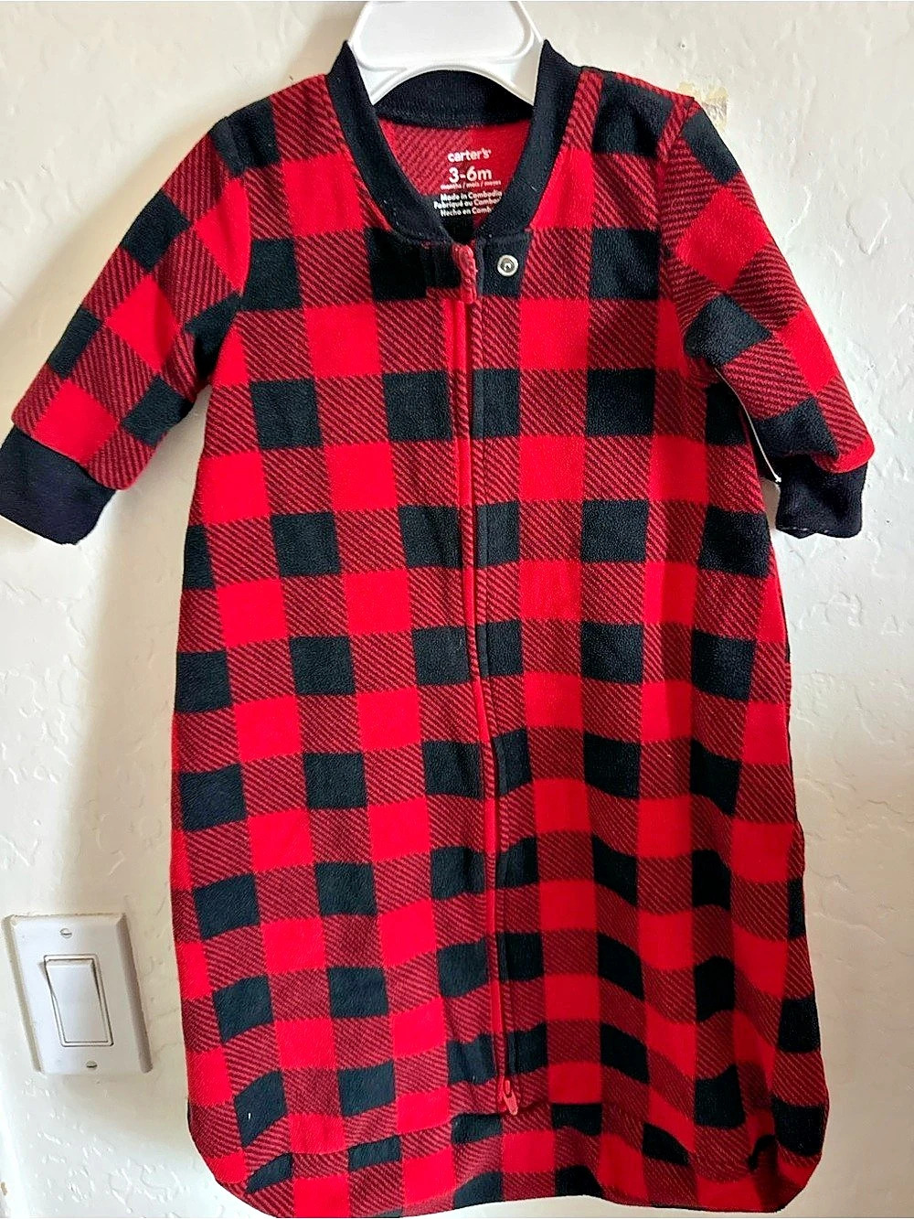 carter's Baby Buffalo Check 2-Way Zip Fleece Sleep Bag Fleece Sleep Bag Red &